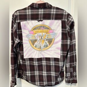 VAN HALEN upcycled purple Flannel shirt Med Or pick size